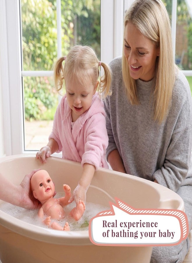 BABESIDE 9pcs Baby Doll Set - 12 Inch Cute Realistic Baby Doll with Includes Various Accessories for 3+ Year Old Girls - Perfect for Pretend Play & Gifts - Image 3