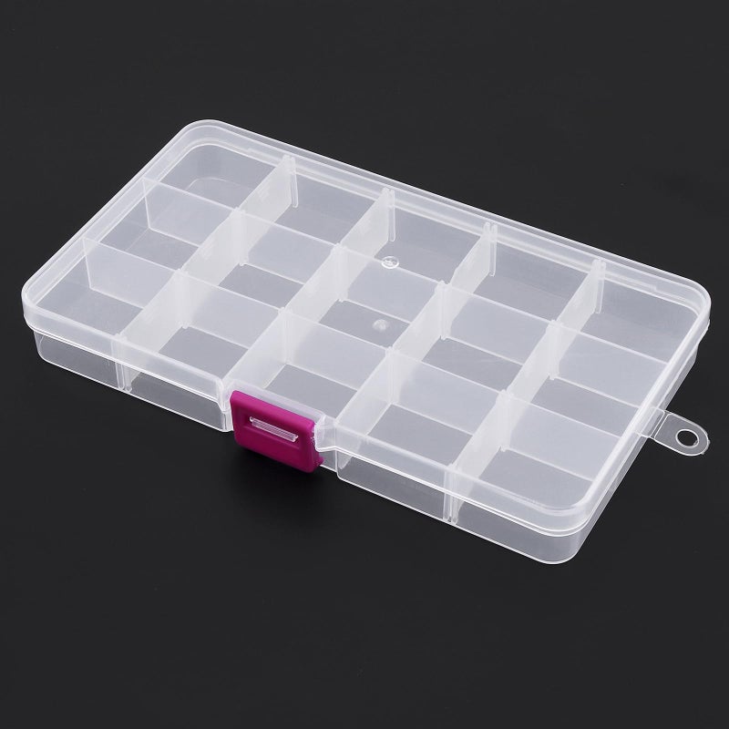 OriGlam 1pcs 17x10CM Plastic Organizer Storage Box with Adjustable Dividers, Jewelry Storage Container Box for Office Supplies Beads Crafts Fishing Tackles (Transparent) - Image 3