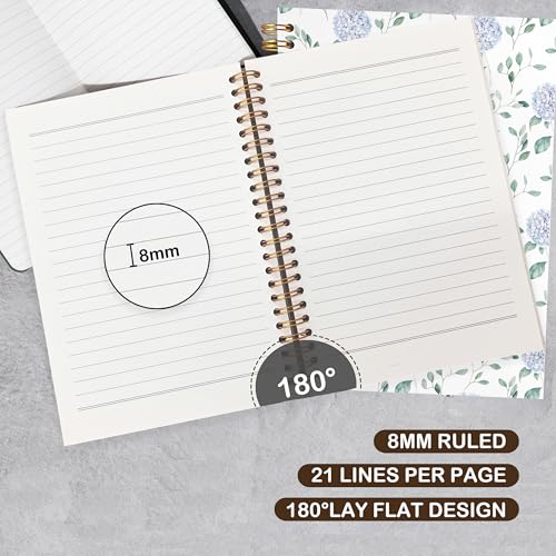 VIIJJUE Hydrangea Notebook Journal, Hydrangea Gifts, Blue Notebook Office Supplies, Hardcover Spiral Journal 5.5x8.3 Inch - Image 3