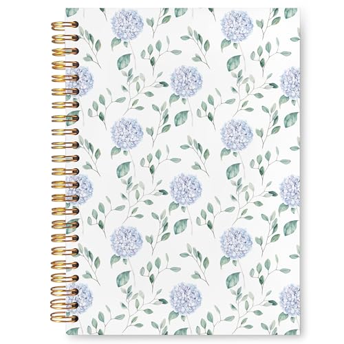 VIIJJUE Hydrangea Notebook Journal, Hydrangea Gifts, Blue Notebook Office Supplies, Hardcover Spiral Journal 5.5x8.3 Inch - Image 1