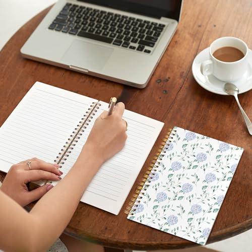 VIIJJUE Hydrangea Notebook Journal, Hydrangea Gifts, Blue Notebook Office Supplies, Hardcover Spiral Journal 5.5x8.3 Inch - Image 2