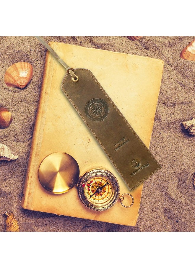 Sovereign-Gear Rks For Men And Women | Quality Mens Bookmark With Nautical Compass | 2 Smooth Handmade Leather Book Markers For Men Women Book Lovers Readers (7X2) Leather Gift | Sovereign-Gear  - Image 4