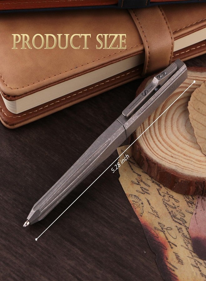 SMOOTHERPRO Titanium Click Pen, Compatible with Parker Refills Retractable Ballpoint Pen with Ergonomic Grip for Office, School, Writers, Left-Handed Friendly, Stone Wash Gray - Image 2