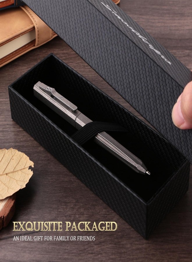 SMOOTHERPRO Titanium Click Pen, Compatible with Parker Refills Retractable Ballpoint Pen with Ergonomic Grip for Office, School, Writers, Left-Handed Friendly, Stone Wash Gray - Image 5