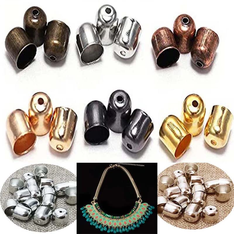 DIY Crafts 50 Pcs, Gold, Tassel Leather Cords Buckle End Tip Cap 4-12mm Suede Fiber Crimps End Beads Caps Metal Cord End Cap for Jewelry Making Supplies DIY (Multicolor, AS(50 Pcs, Gold) - Image 1