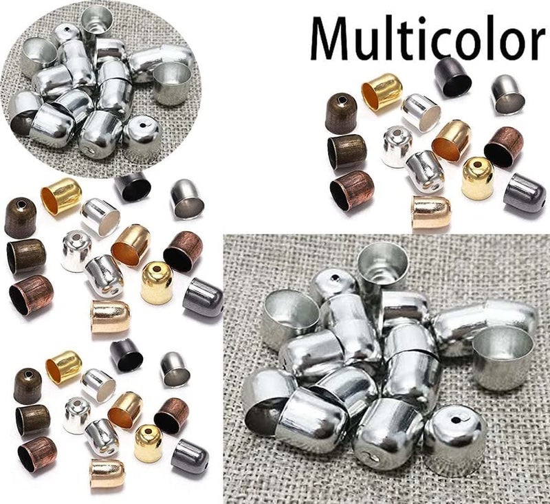 DIY Crafts 50 Pcs, Gold, Tassel Leather Cords Buckle End Tip Cap 4-12mm Suede Fiber Crimps End Beads Caps Metal Cord End Cap for Jewelry Making Supplies DIY (Multicolor, AS(50 Pcs, Gold) - Image 2