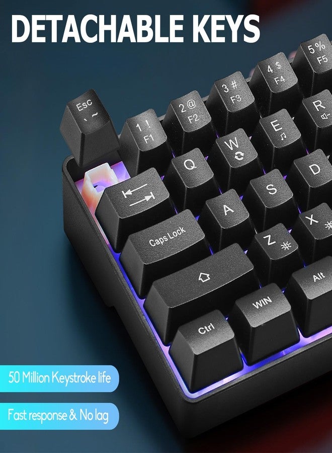 Guiheng Wired Portable 60% Mechanical Gaming Keyboard,RGB LED Backlit Compact 68 Keys Mini Wired Office Keyboard with Red Switch for Windows Laptop PC Mac - Black - Image 2