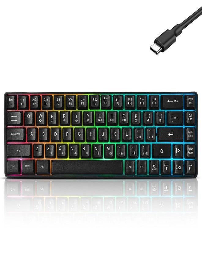 Guiheng Wired Portable 60% Mechanical Gaming Keyboard,RGB LED Backlit Compact 68 Keys Mini Wired Office Keyboard with Red Switch for Windows Laptop PC Mac - Black - Image 1