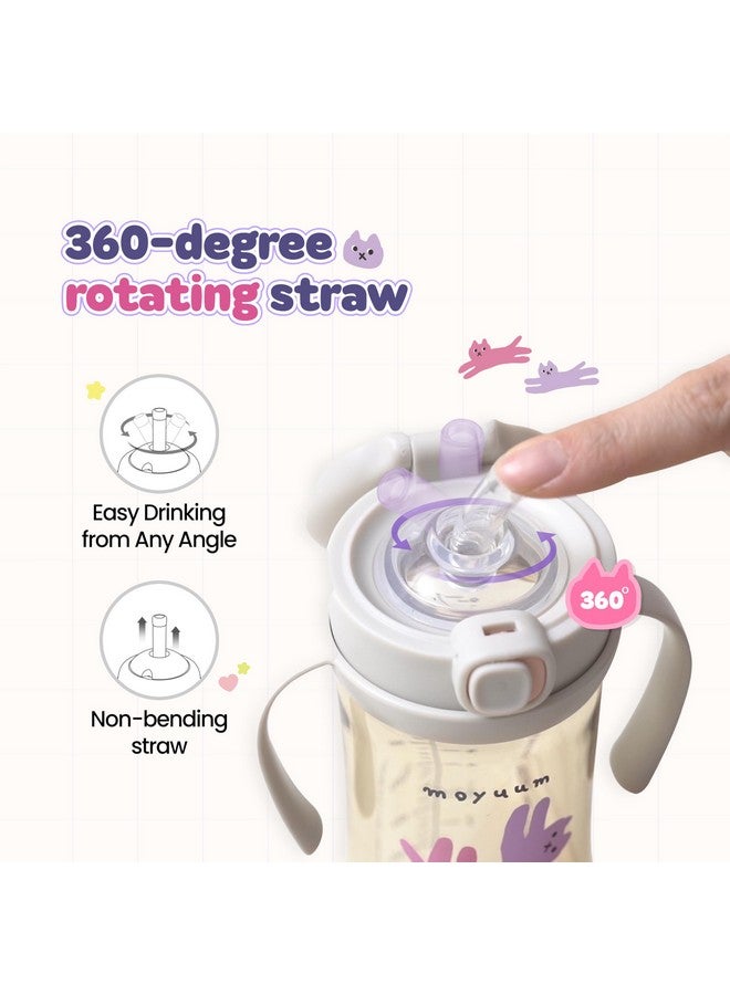 MOYUUM كوب سبي بلي مويووم المقاوم للتسرب مع مقبض | صنع في كوريا، 100% خالي من BPA، كوب قشة سحري لا يسرب مع غطاء قابل للطي، سهل الحمل للأطفال والرضع، 9 أونصات باللون الأرجواني - Image 4