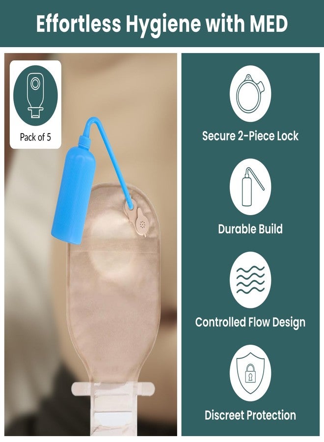 MED Secure Colostomy Bag Set - 2-Piece with Dual Vent + 12-Hole Rinse Bottle for Ostomy Care (5) - Image 2