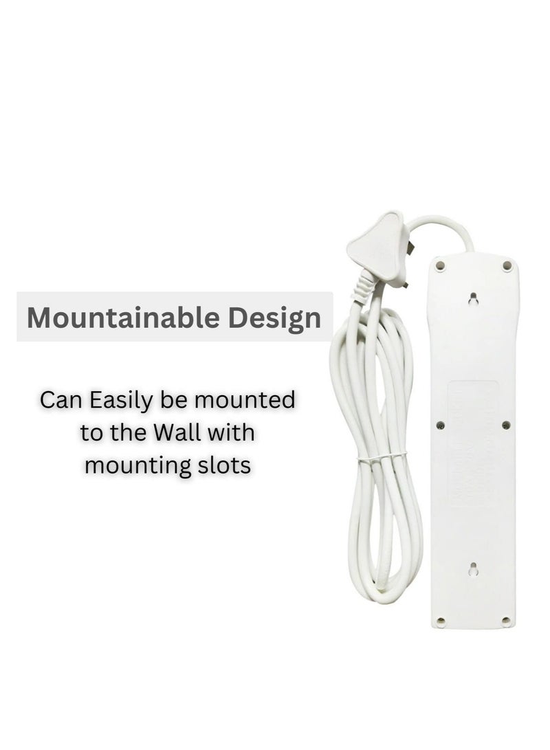 Sintro 4-way power Extension Cord 4 Universal Outlets with 3m long wire, 4 UK Plugs Electrical Power Strips, Extension Socket for Home & Offices heavy duty usage - Image 3