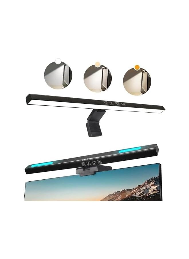 erorex Computer Monitor LED Light Bar,Computer Screen Monitor Lamp with Touch Control, 3 Color Temperature, No Screen Glare Dimmable e-Reading USB Powered Desk Lamp for Task/Home/Office (Black)  - Image 1