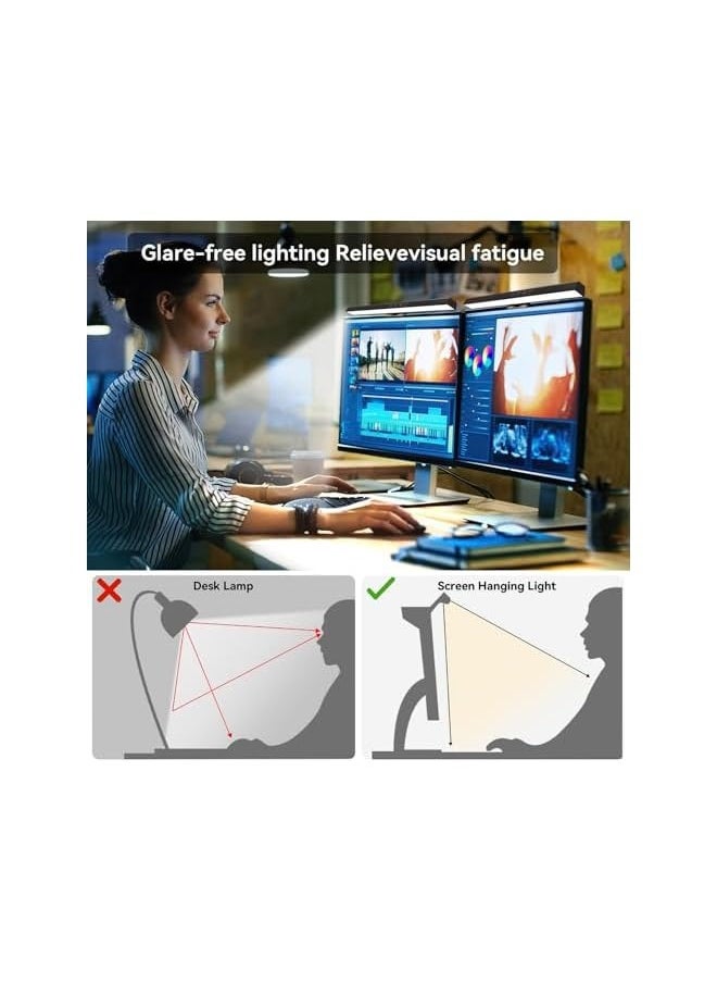 erorex Computer Monitor LED Light Bar,Computer Screen Monitor Lamp with Touch Control, 3 Color Temperature, No Screen Glare Dimmable e-Reading USB Powered Desk Lamp for Task/Home/Office (Black)  - Image 2