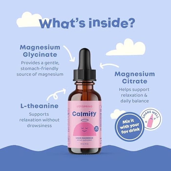 JoySpring Calmify Magnesium Glycinate for Kids | Liquid Magnesium with L-Theanine Supplement | Chamomile Extract & Passion Flower Extract | Sugar-Free Calm Drops | 1 fl oz (30 Servings) - Image 5
