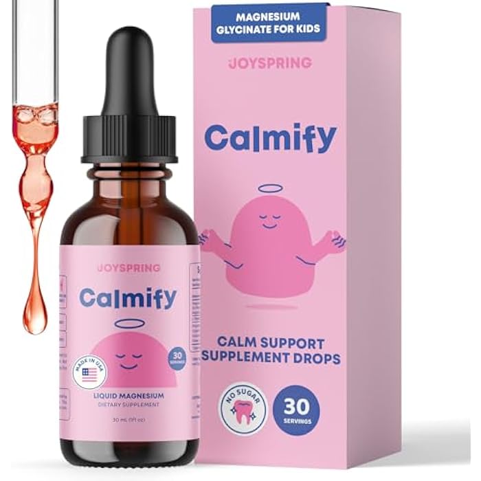 JoySpring Calmify Magnesium Glycinate for Kids | Liquid Magnesium with L-Theanine Supplement | Chamomile Extract & Passion Flower Extract | Sugar-Free Calm Drops | 1 fl oz (30 Servings) - Image 1