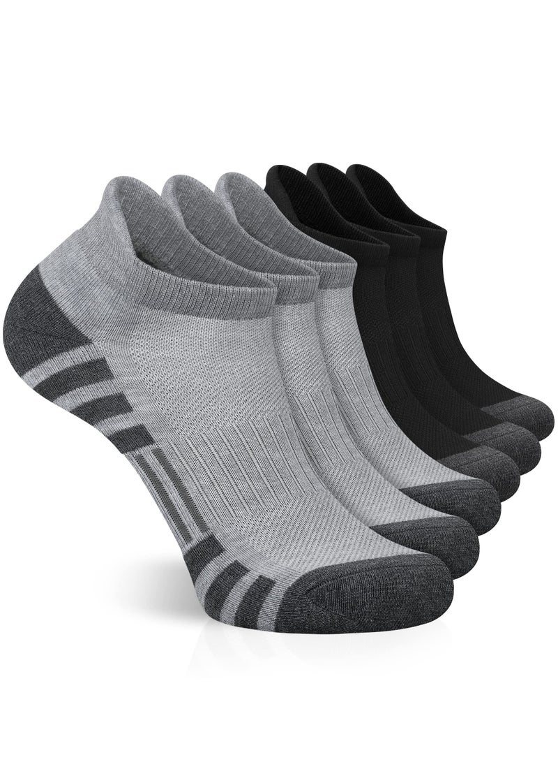 Ankle Athletic Running Socks Cushioned Breathable Low Cut Sports Tab Socks for Men and Women (6 Pairs) - Image 1