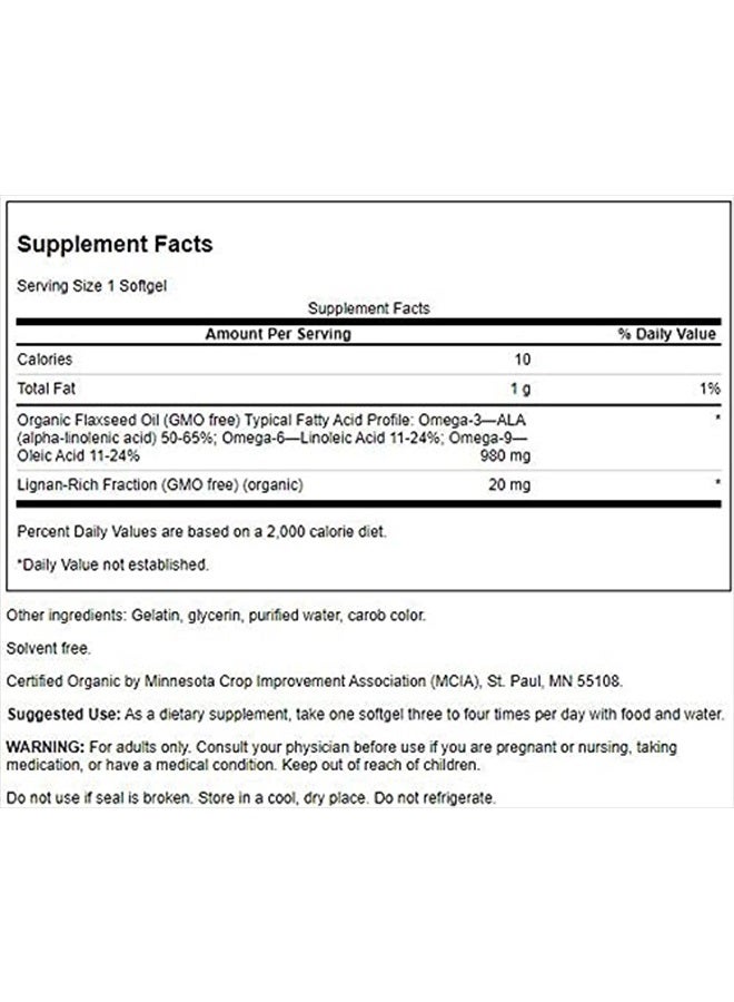 SWANSON Flaxseed Oil High Lignan (Omegatru) 200 Sgels - Image 2