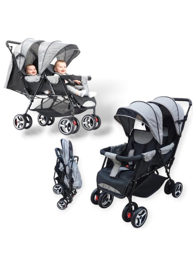 عربة أطفال مزدوجة توين تريكر باللون الرمادي - Image 1