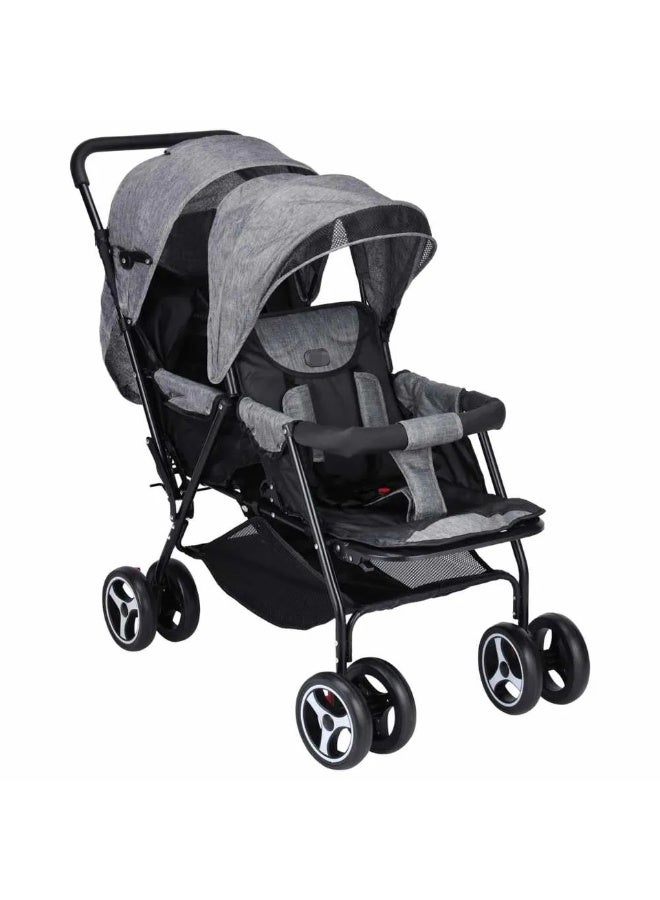 عربة أطفال مزدوجة توين تريكر باللون الرمادي - Image 3