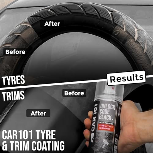 CAR101 Tyre & Trim Restorer | 250ml - Pack of 4 | Multi-Purpose Protectant for Plastic, Vinyl & Rubber | Nano Polymer Technology | Revives Faded Exterior Trim & Bumpers - Image 3