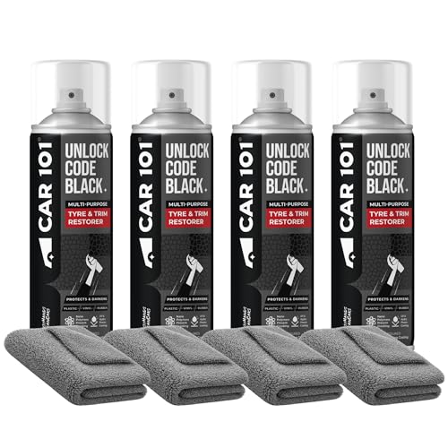 CAR101 Tyre & Trim Restorer | 250ml - Pack of 4 | Multi-Purpose Protectant for Plastic, Vinyl & Rubber | Nano Polymer Technology | Revives Faded Exterior Trim & Bumpers - Image 1