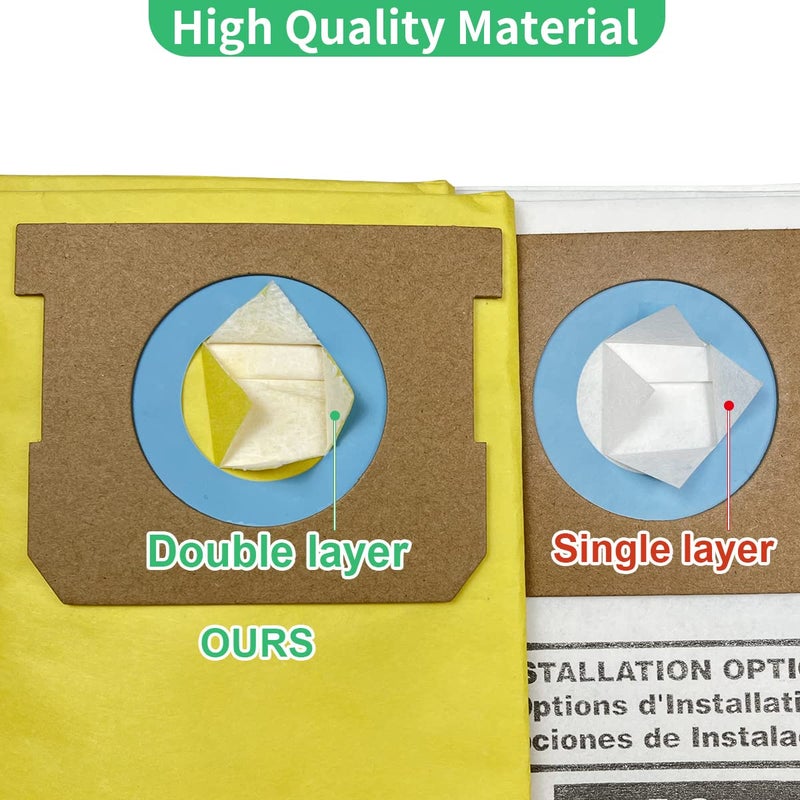 Jusiwow 4 Pack Fit for Shop Vac Bags 10-14 Gallon- Type F 90662, Type I 90672, VF2005 -High Efficiency Disposable Fine Dust Collection Vacuum Filter Bags, Double Layer Reinforced - Image 4