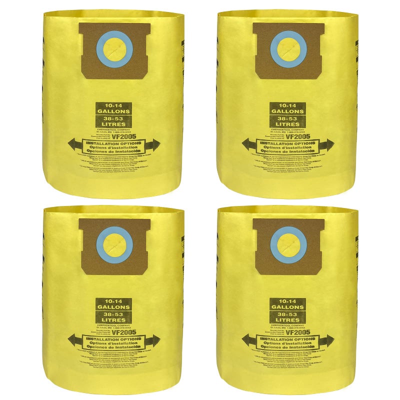 Jusiwow 4 Pack Fit for Shop Vac Bags 10-14 Gallon- Type F 90662, Type I 90672, VF2005 -High Efficiency Disposable Fine Dust Collection Vacuum Filter Bags, Double Layer Reinforced - Image 1
