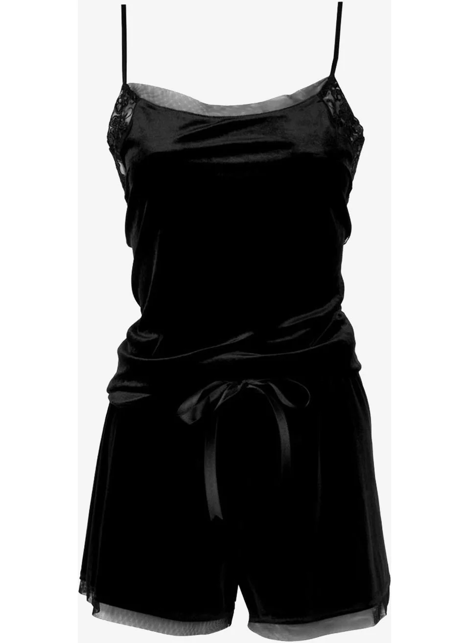 Ayyıldız 3960 Black Velvet Shorts Set