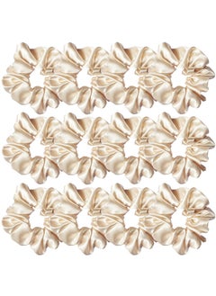 Sufermoe Sufermoe 12 Pcs Satin Silk Hair Scrunchies Beige 45 Inch Soft Hair Ties Hair Bands Hair Ropes Ponytail Holders Hair Accessories for Women and Girls 