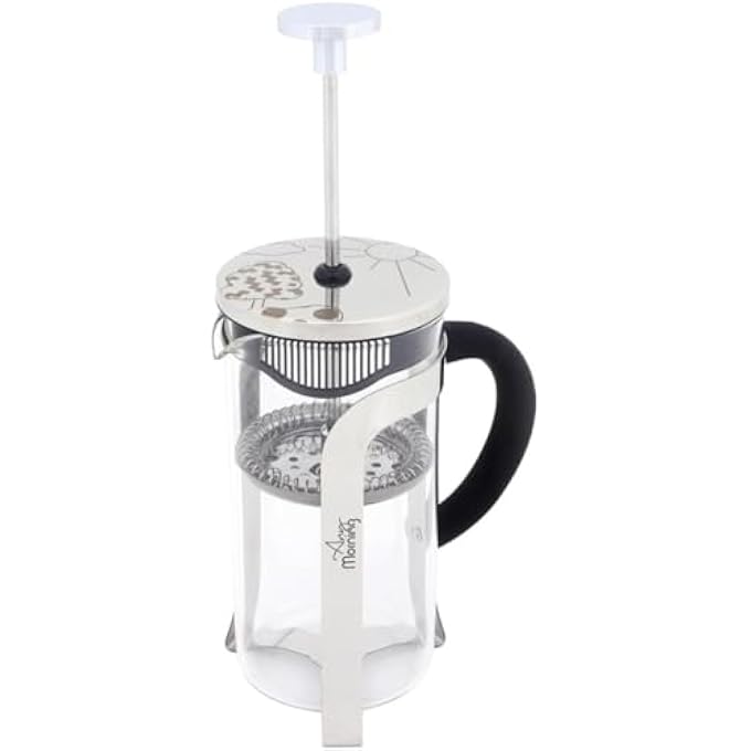 Any Morning French Press Coffee Maker  Borosilicate Glass Coffee Press  Compact Glass French Press With Stainless Steel Filter Durable And Heat Resistant Silver 600Ml 20 Oz 2 Cup - Image 4