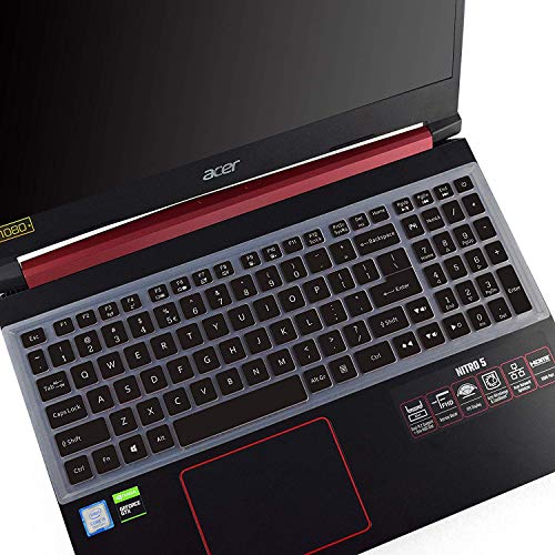 Saco Clear Keyboard Silicon Protector Ultra Thin Cover for 15.6" Acer Nitro 5 AN515-54-54W2, AN515-54-51M5,17.3" Acer Nitro 5 AN517-51,AN715-51 Gaming Laptop - Black with Clear - Image 1