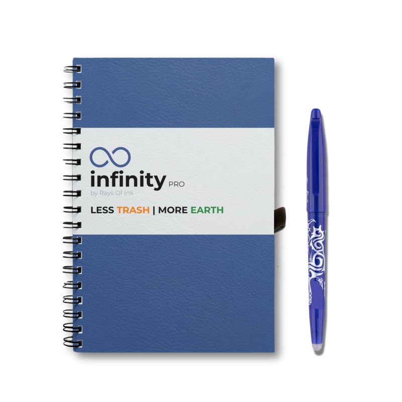 Rays Of Ink Infinity Pro – Rewritable, Reusable & Erasable Notebook | 80 Waterproof Pages | Eco-Friendly Wirebound Notebook with Fine Tip Pen & Microfiber Cloth | A5 Size (8.3" X 5.8") - Image 1