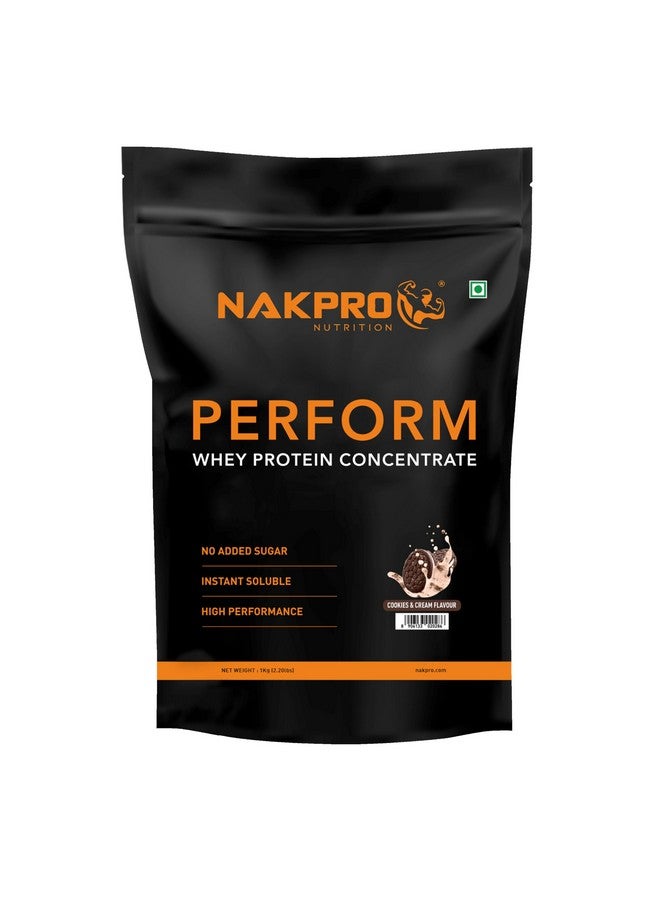 NAKPRO Perform Whey Protein Concentrate 1kg Cookies&Cream | 24g Protein, 5.3g BCAA | Trustified Certified 100% Authentic Supplement Powder & No Adulteration | Fast Absorbing Whey Protein Powder - Image 1