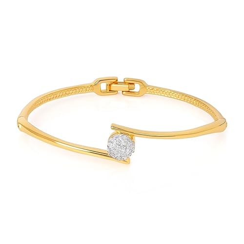 Estele 24 Kt Gold Plated Brass Single Diamond Sophisticated Bracelet For Girls and Women - Image 1