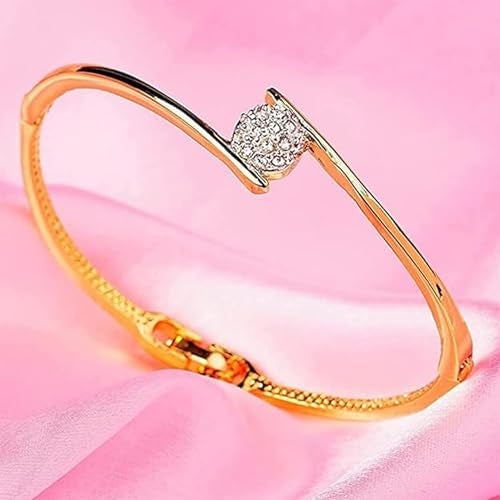 Estele 24 Kt Gold Plated Brass Single Diamond Sophisticated Bracelet For Girls and Women - Image 2