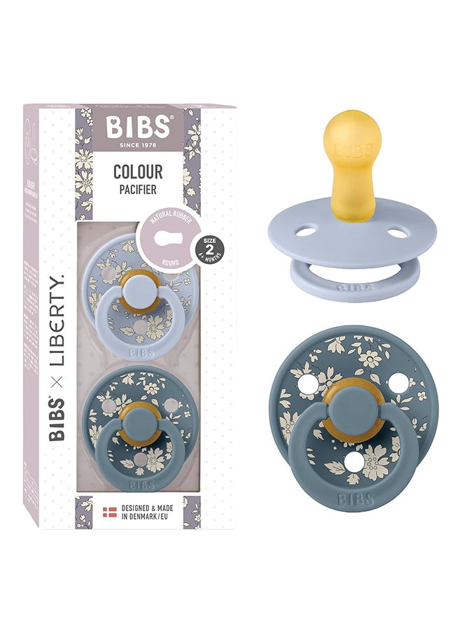 BIBS Liberty Colour Latex Pacifiers, Size 2, Capel Design, 2-Pack, Dusty Blue Mix  - Image 1