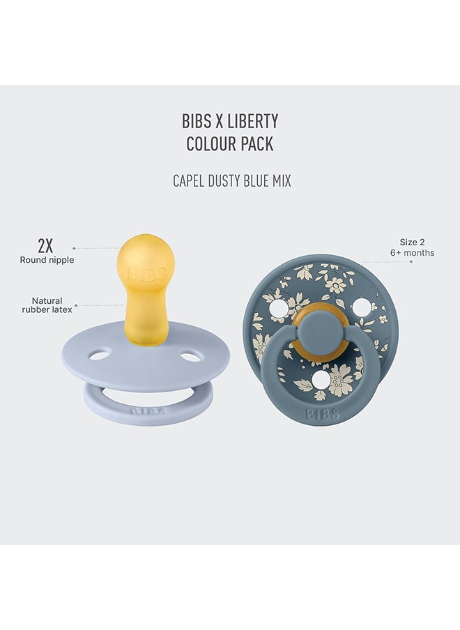 BIBS Liberty Colour Latex Pacifiers, Size 2, Capel Design, 2-Pack, Dusty Blue Mix  - Image 2