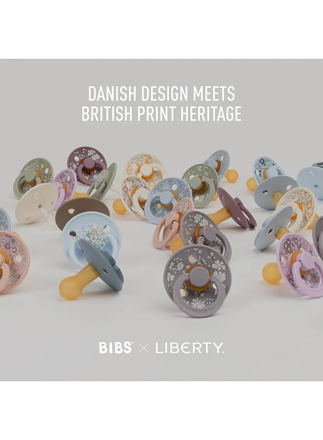 BIBS Liberty Colour Latex Pacifiers, Size 2, Capel Design, 2-Pack, Dusty Blue Mix
