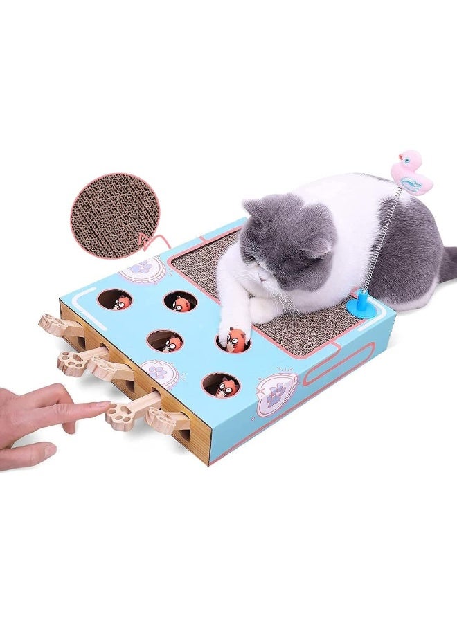 NeoStyle 3 in 1 Cat Scratcher Toy Interactive, Corrugated Cardboard Cat Scratcher, Cat Games for Indoor Cats, Cat Enrichment Toys for Indoor Cats, Cat Whack a Mole Toy, Cat Laptop Toy