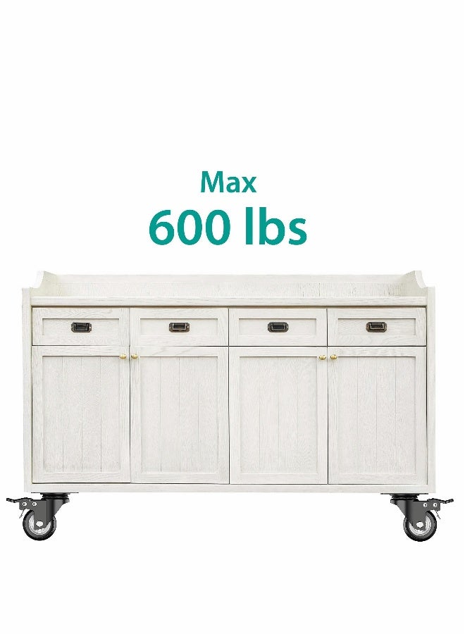 Heavy Duty 2 Inch Swivel Caster Wheels with Safety Brake Set of 4, 600lbs Capacity, 360 Degree Rotation for Easy Mobility - Image 3