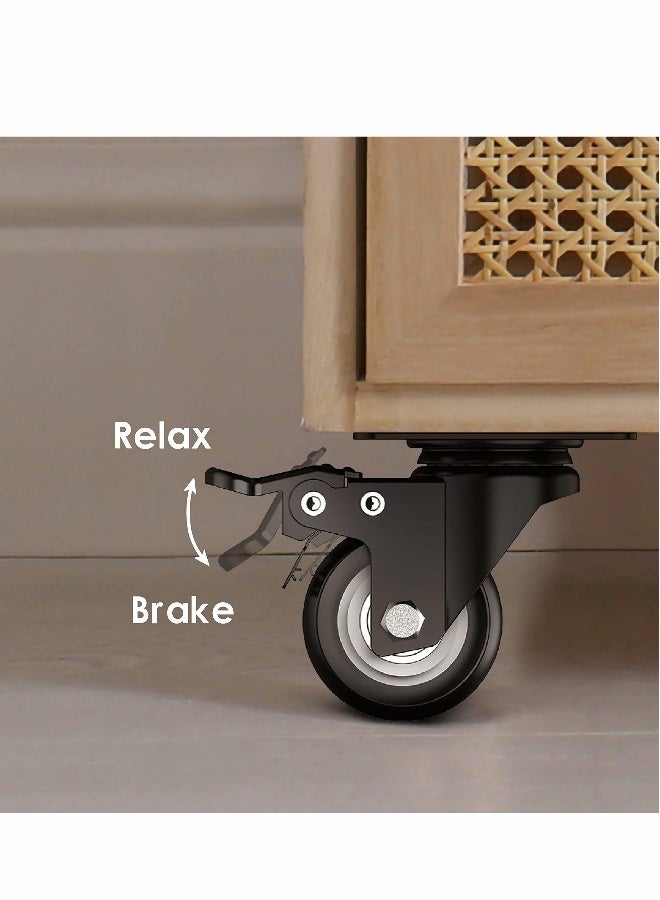 Heavy Duty 2 Inch Swivel Caster Wheels with Safety Brake Set of 4, 600lbs Capacity, 360 Degree Rotation for Easy Mobility - Image 4