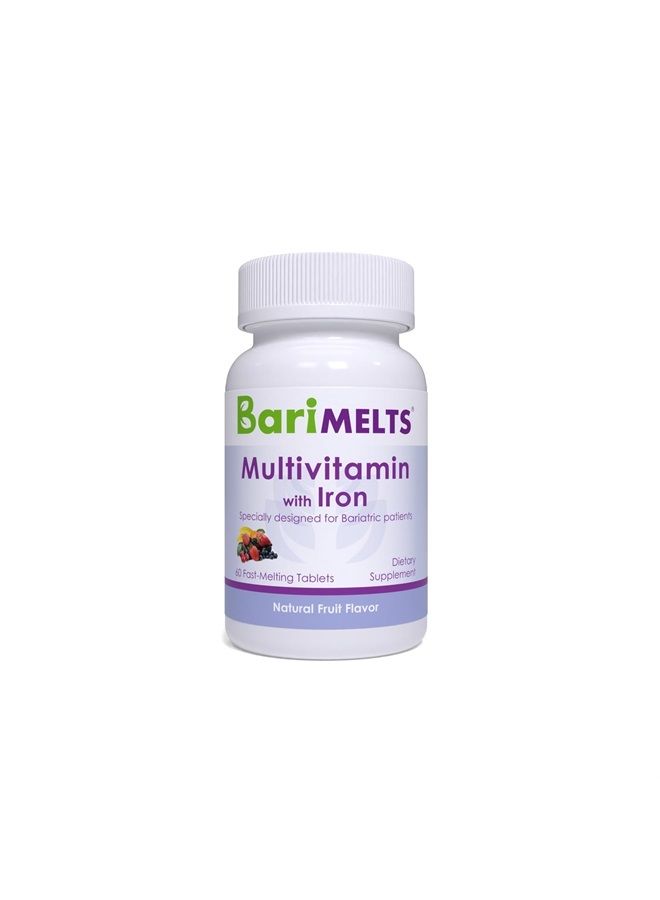BariMelts Multivitamin with Iron - Fast Melting Bariatric for Post Gastric Bypass and Sleeve Gastrectomy Surgery Patients, Vitamins 60 Tablets - Image 3