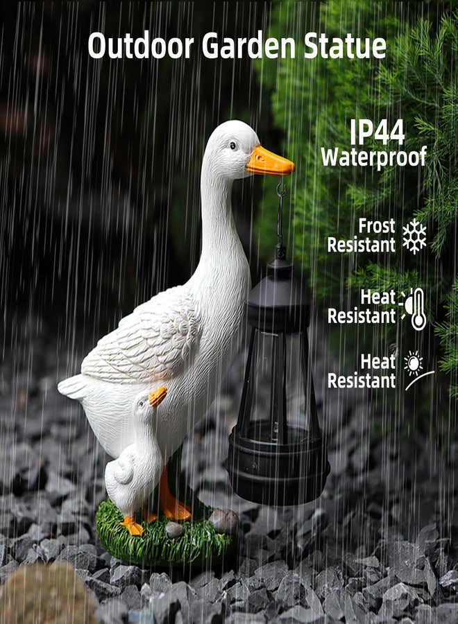 AVEKI Porch Goose Statue, Outdoor Waterproof Goose Garden Statue with Solar Lantern, Duck Resin Garden Sculptures & Statues for Yard Art Lawn Pond, Ideal Solar Goose Figurine Garden Gifts for Women (Duck) - Image 4
