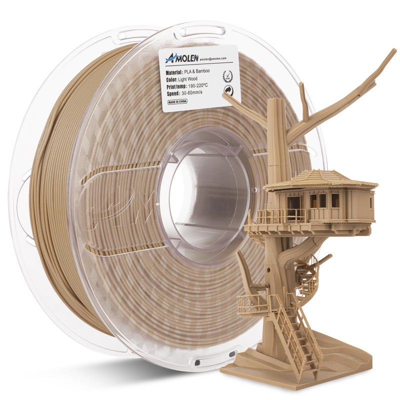 AMOLEN 3D Printing Filament Pla Wood Bamboo 3D Printer Filament PLA Filament 175mm 15 Real Bamboo Fiber 1kg22lb 15 Wood Fiber