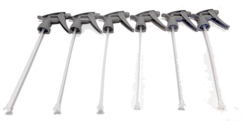 Tolco 28mm Gray Chemical Resistant Spray Head – 9-1/4" Dip Tube – High Output 1.4ml/Stroke – Adjustable Nozzle Mist to Jet – FKM O-Ring – Durable Polypropylene – 6-Pack Trigger Sprayers Only - Image 2