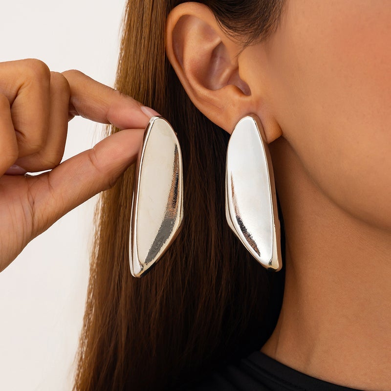 SHIXIN European and American Cross-Border Fashion Liquid Lava Heart Earrings - Irregular Glossy Geometric Alloy Design - Image 2