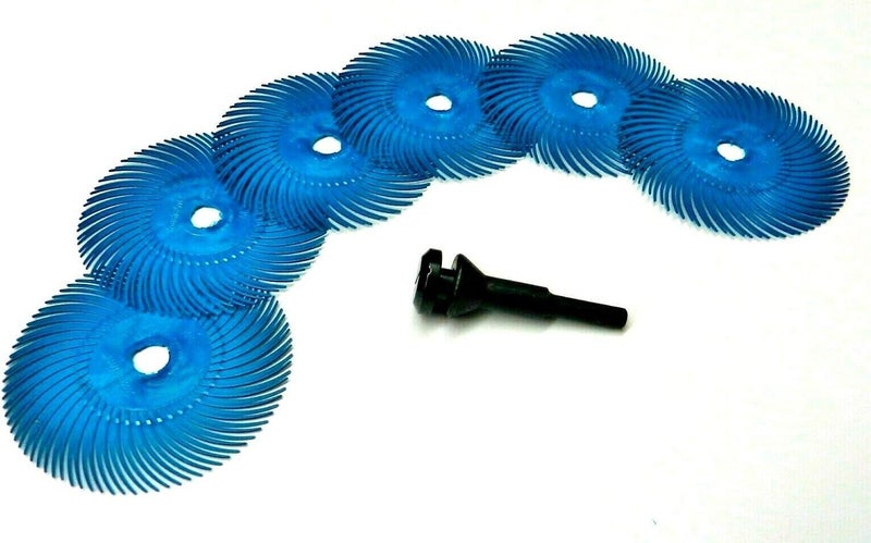 JTS 3M Radial Bristle Disc 3" 400 Grit Blue with 1/4" Mandrel 6 Brushes and Arbor Set by Jets - Image 4