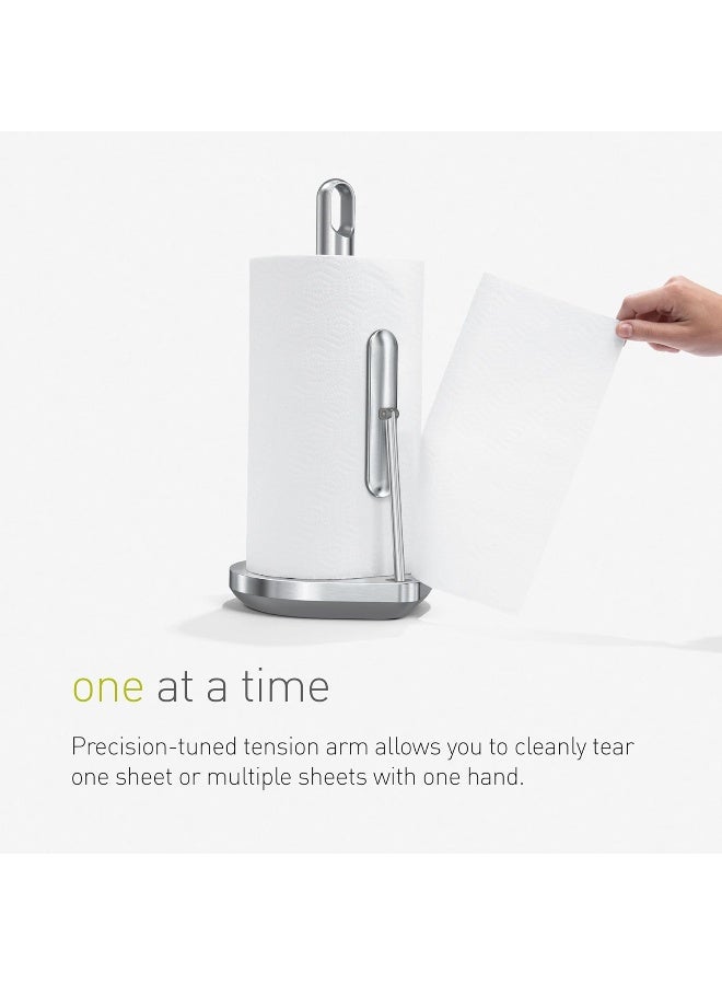 simplehuman Tension Arm Standing Paper Towel Holder, Brushed Stainless Steel  - Image 1
