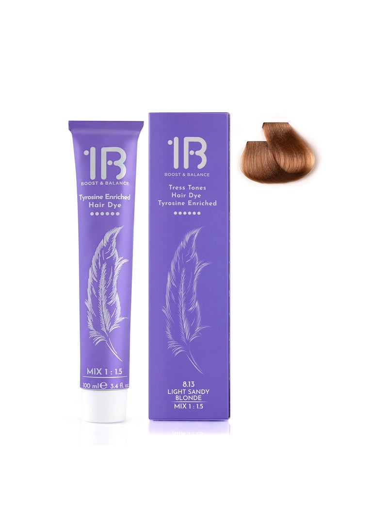 1B Hair Color Cream #8.13 Light Sandy Blonde – Permanent Beige Blonde Hair Dye with Tress Tones Tyrosine Complex | 100ml | Soft Golden-Ash Blonde | Long-Lasting Natural Glow for Light Blonde Hair - Image 2