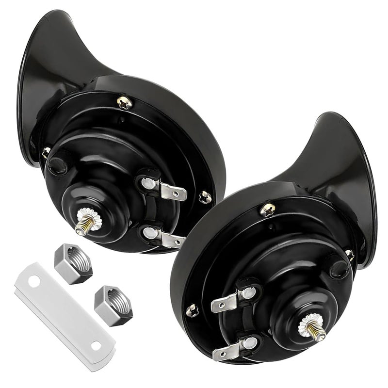 Yourkar 2 PCS Loud Car Horn 12V Waterproof Snail Electric Horn 300DB High Tone Horns Replaces for Cars SUVs Trucks Motorcycles Electric Cars Universal Car Accessories Black
